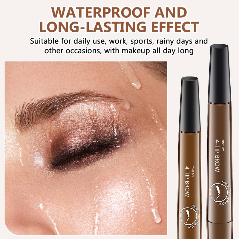 Microblading Eyebrow Pencil,2 PCS Magic Eyebrow Pencil,4-Tip Waterproof Brow Pencil