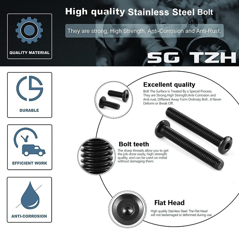 M6 x 20mm 20Pcs Flat Head Hex Socket Cap Screws