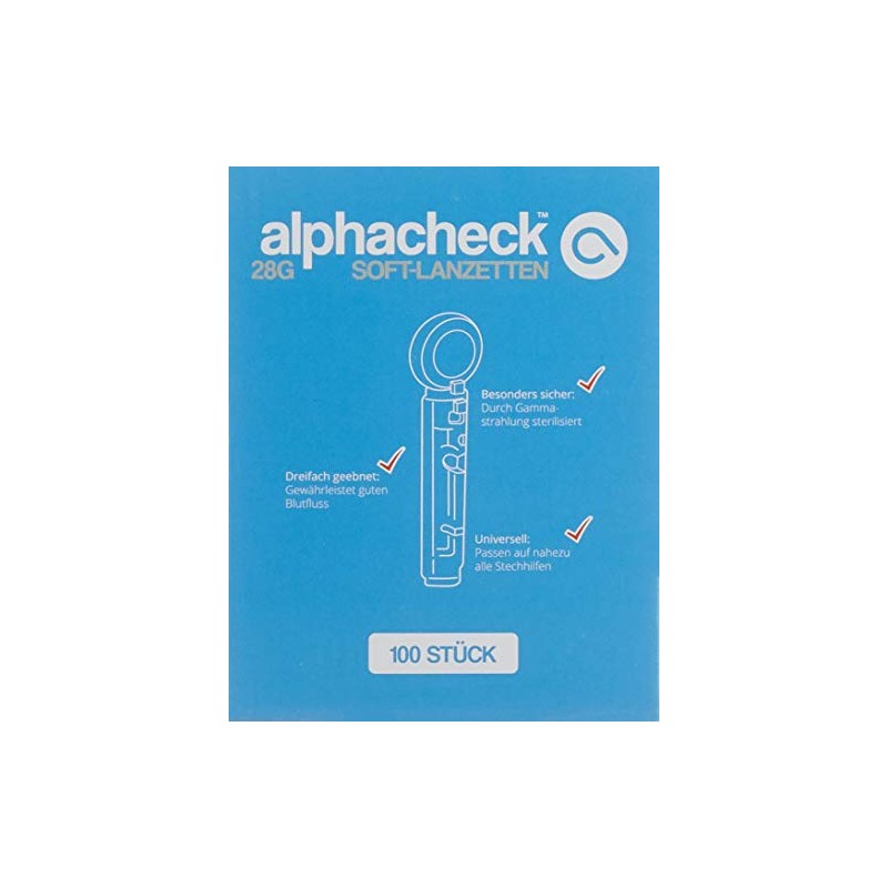 ALPHACHECK Soft Lancets 28 G Pack of 100