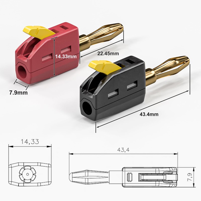 Cleqee 4mm Banana Plug, High Current Quick Connect, No Soldering