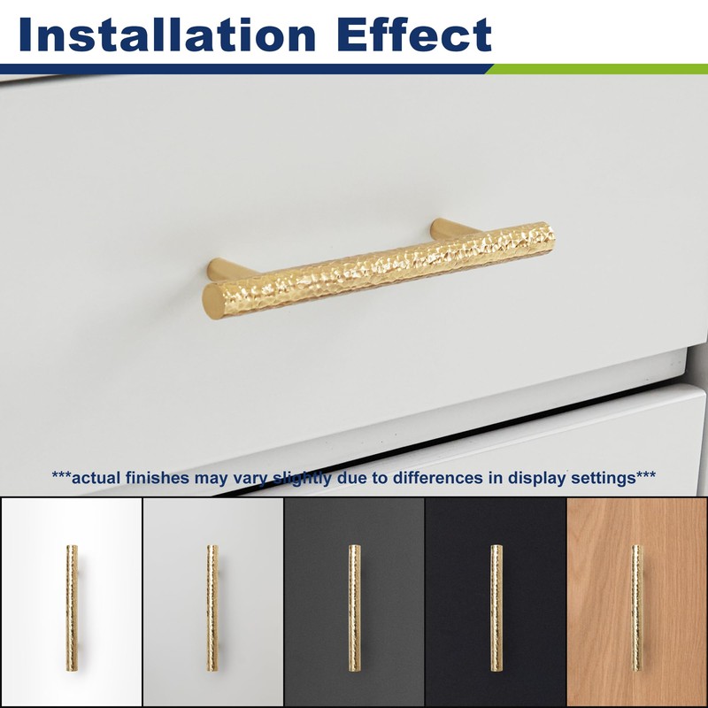 KOPPALIVE 6-Pack Solid Brass Kitchen Cabinet Pulls, Gold Modern T-Bar