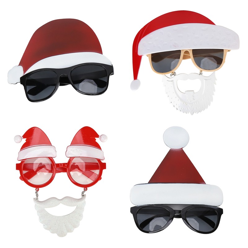 4pcs Santa Claus Cute Christmas Eyeglasses Costume Party Glasses Photography