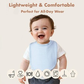 COOROBIN 8-Pack Cotton Baby Drool Bibs for Boys & Girls - Super Soft Absorbent Bandana Bibs for Teething, Adjustable Snap Closure for Newborn & Toddler (0-24 Months)