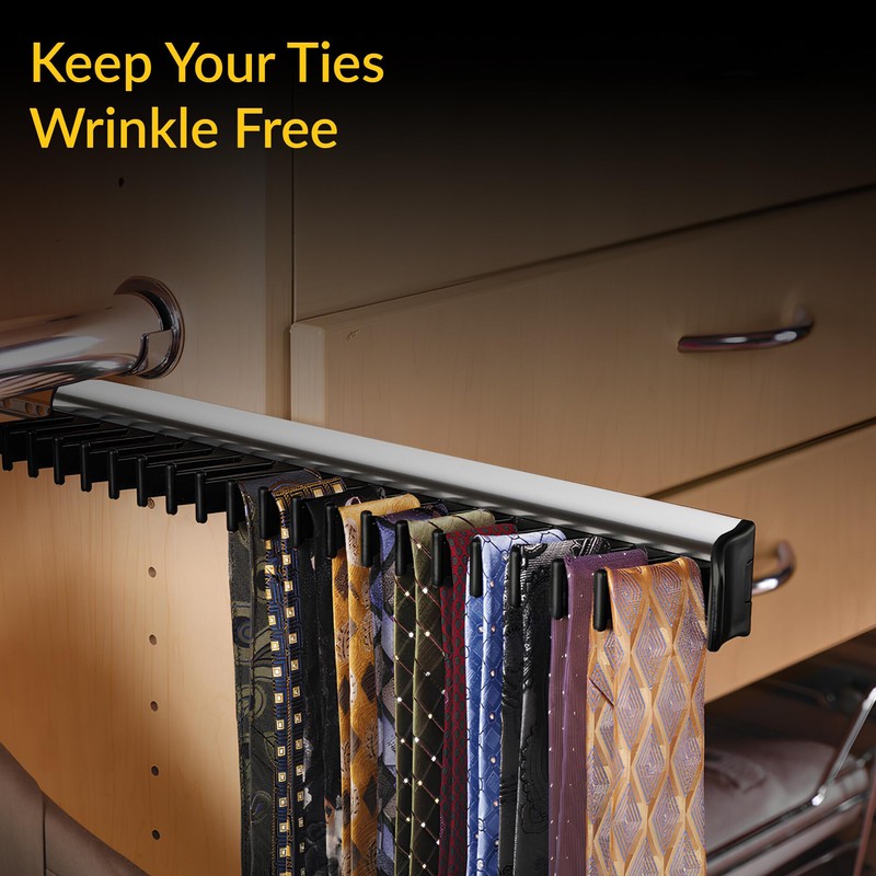 Brixwell QIL1-004 Tie Rack, 20 Hook with 3/4" Extension Slide