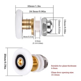 Qikuver 4PCS Shower Door Rollers, Roller Diameter 20mm for The Bathroom Glass Sliding Door Pulleys/Runners/Wheels,Strong Load-Bearing Capacity, Ultra-Quiet Shower Glass Door Rollers Replacement (20MM)