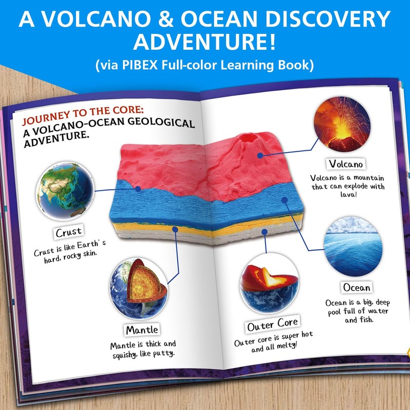 PIBEX Volcano & Ocean Fossil Dig Kit, Dig up 20+