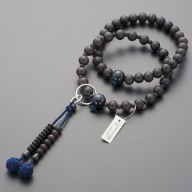 Butsudanya Takita Shoten Buddhist Beads Jodo Buddhist Buddhist Buddhist Beads for Men [Men] Banded Ebony (Glossed), Blue Tiger Eye Stone Tailor, Santhousand Pure Land, 9 inches (Pure Silk Buddhist Buddhist Buddhist Beads), Kyoto Prayer Beads, Two-wheel B