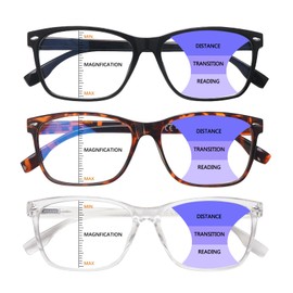 CLASAGA Progressive Multifocus Reading Glasses for Women, Blue Light Blocking Ladies Computer Readers with Spring Hinge (3 mix-1, 4, multiplier_x)