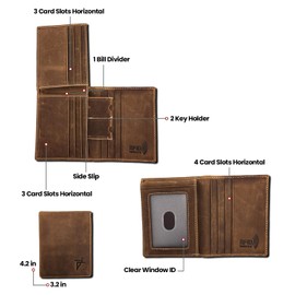 Juzar Tapal Collection Men Wallet Rfid Slim Wallet Card Holder L-Fold Leather Thin Wallets Men Bifold Trifold Wallet Card Window ID (J700LF, Rustic Brown)