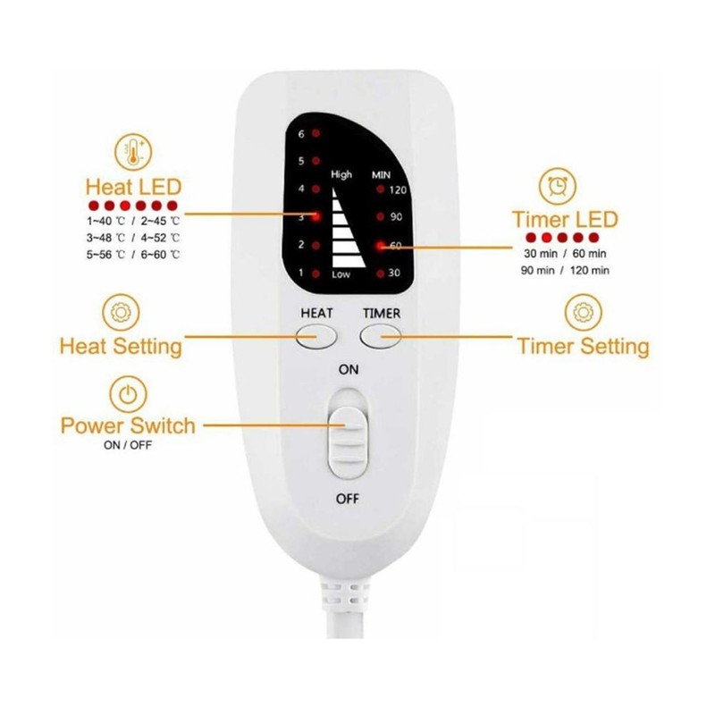 Electric Heating Pad for Cramp Back Muscle Shoulder Relief Thermostat