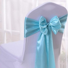 KingQin 5/10/25/50/100pcs Satin Chair Sashes Chair Ribbons Bows for Wedding Banquet Party Chair Cover Tie Back Decor