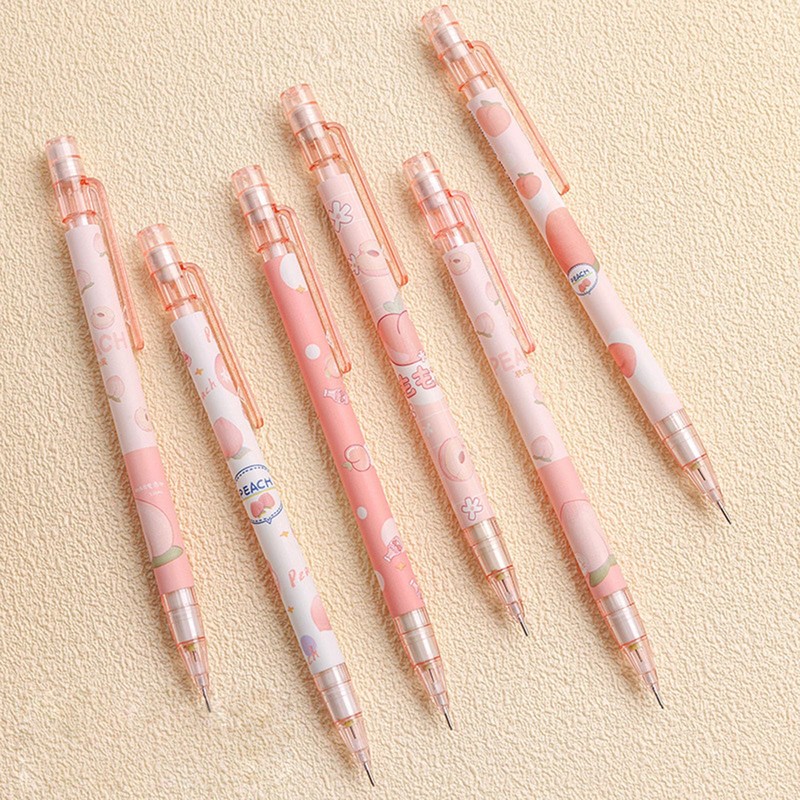 6 Pieces Mechanical Pencils Set Automatic Mechanical Pencils Peach Mechanical