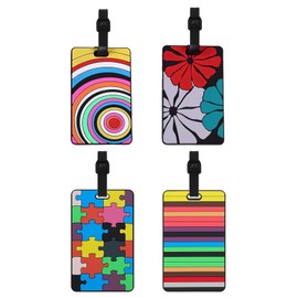 JANTONOR 4PCS Colorful Travel Luggage Tags with Name ID Card, PVC Suitcase Baggage Bag Labels Identifier, Business Card Holder