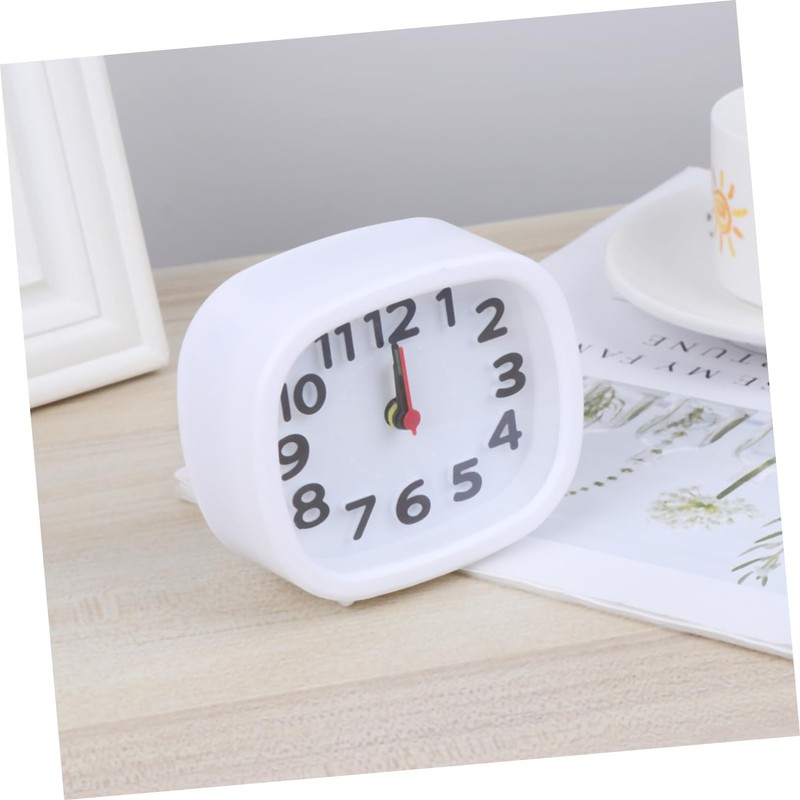FUNOMOCYA Square Shape Alarm Clock Stylish White Desktop Timer Bright