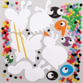 Baker Ross AX871 Bug Pom Pom Kits - Pack of 5, Creative Art and Craft Supplies for Kids to Make, Decorate and Display