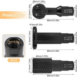 Pack of 3 Ball Cutter Wood Milling Disc Wood Cutter Grinding Discs M14, Rasp Disc Ball Chisel Woodworking Tools, Carpenters Polishing Opening Slotting Grinding Head Angle Grinder Wood 115/125 mm
