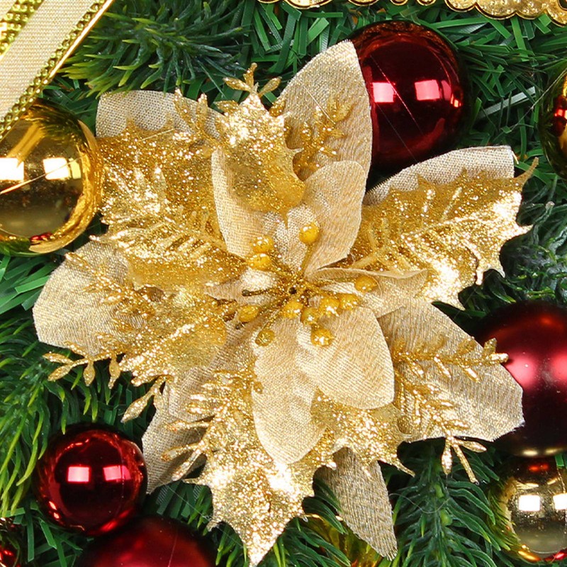 Christmas Inverted Tree Wreath Door Hanging Electroplated Ball Rattan Garland