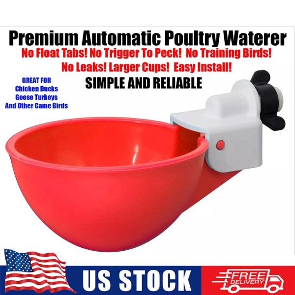 Unbranded Red Chicken Auto fill Watering Cups, Fully Automatic New