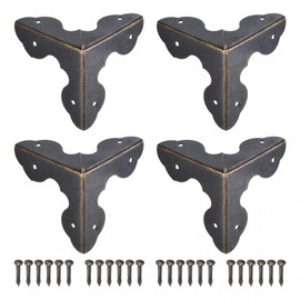 sourcing map 33x33x33mm Metal Box Corner Protectors Edge Guard Iron Bronze Tone 12pcs