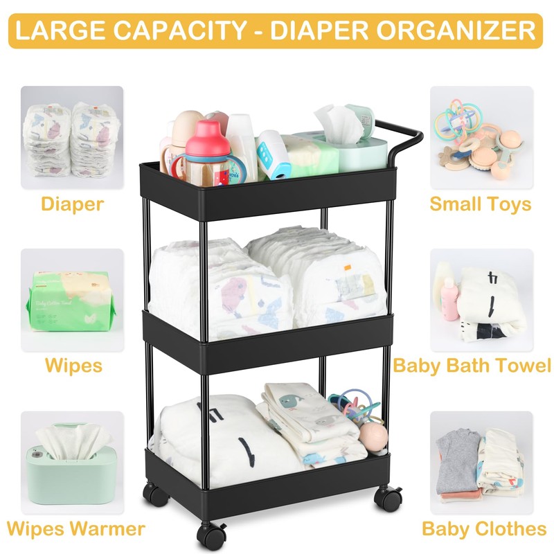 Volnamal Baby Diaper Caddy – Plastic Diaper Organizer for Nursery