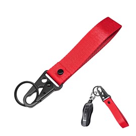 Wevdn Car Key Chain, Fabric Metal Practical Multifunctional Motorcycle Keychain, Anti-Lost Keychain with O-Ring for Men Women (Red)