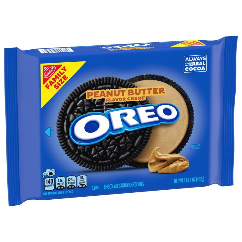 OREO Peanut Butter Creme Chocolate Sandwich Cookies, Family Size, 17