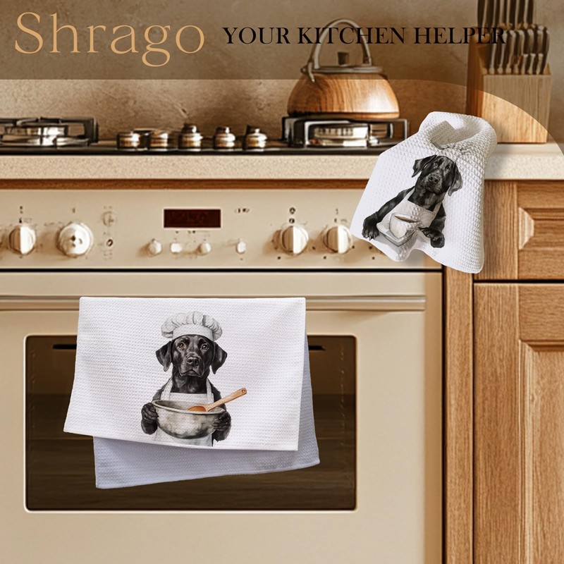 Shrago Funny Chef Black Labrador Kitchen Towels, Labrador Retriever Gifts