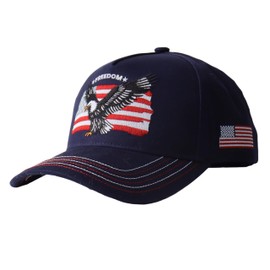 Freedom - Independence 2025 Hat Adjustable Baseball Navy Blue USA Flag with Eagle Embroidery Adjustable Baseball Trucker Hat Snapback Hat, Baseball Cap for Men Women