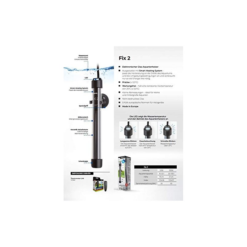 Aquael Heater Fix 2 100 Watt 50-100 L, black