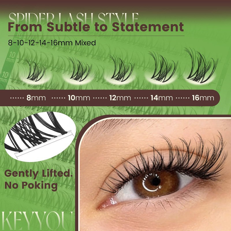 KEYYOU Flora Nova Spider Lash Clusters Kit Natural D Curl