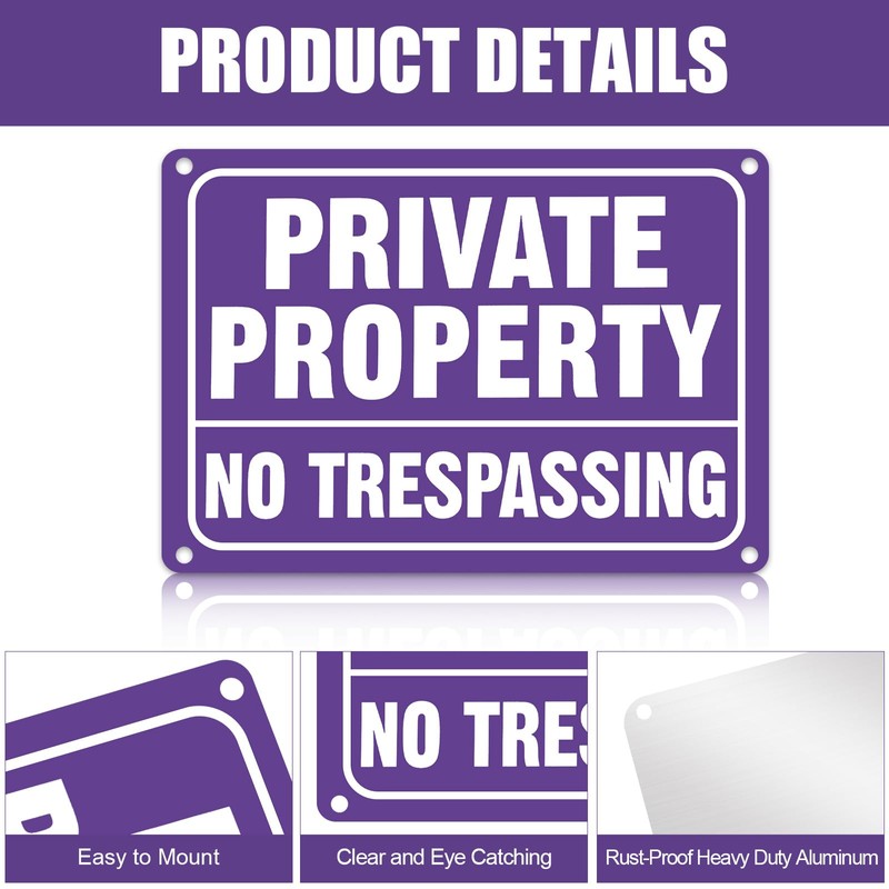 Tandefio 100 Pack No Trespassing Signs Private Property Metal Anti-Rust