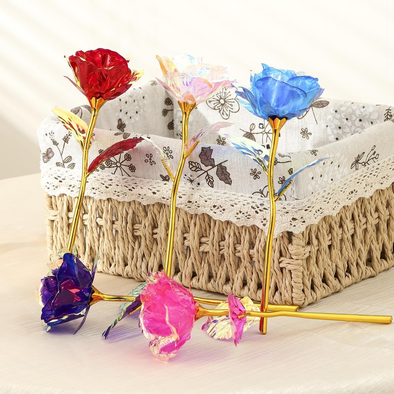 20PCS Artificial Colorful Flowers Galaxy Rose Crystal Flower Glass Rose