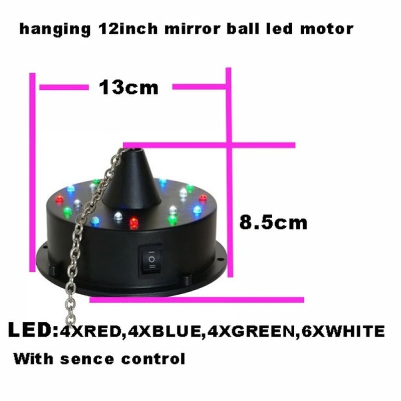 Rotating Disco Ball Motor with Light, 6RPM Spinner Light 18LEDs