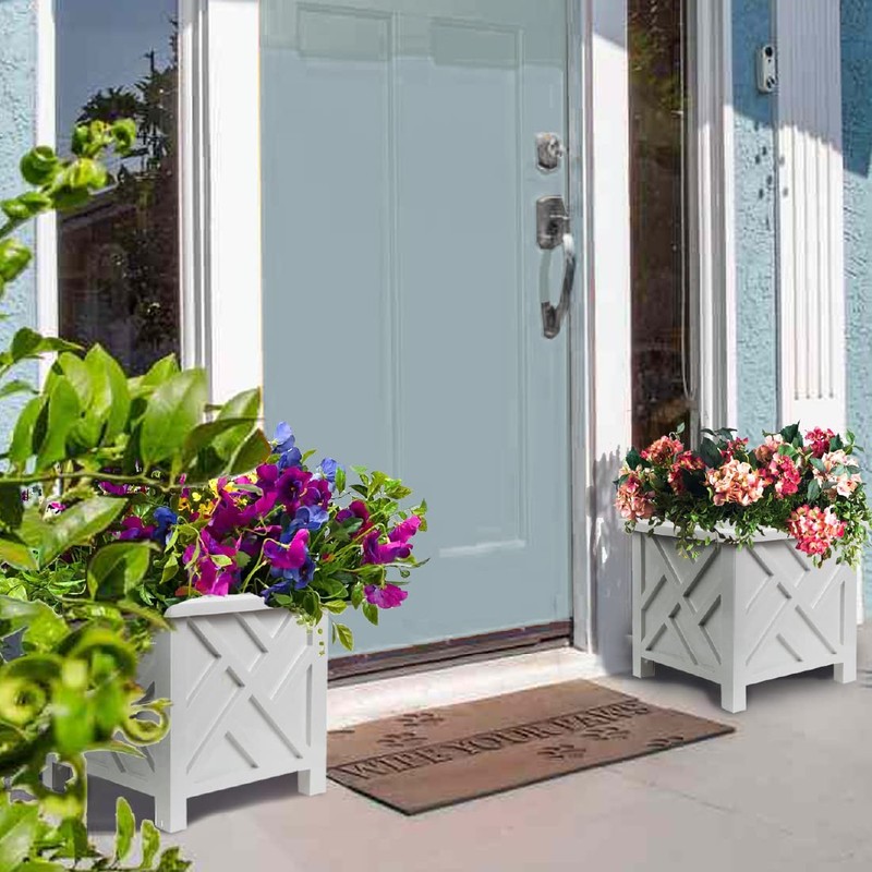 Trenton Gifts Chippendale White Planter Box Set of 2 -