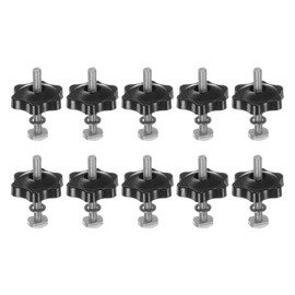 sourcing map 10Set T Track Bolts Knob Kit M5 x 40mm Threaded Bolts M5 x 32mm Hex Hand Nut Clamping Knob with Washer for Woodworking Jigs and Fixtures, Black