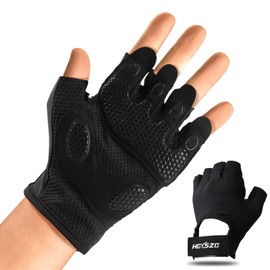 Windfromort Atmungsaktive Fitness Handschuhe - Fahrradhandschuhe Herren - Handschuhe Krafttraining Damen - Trainingshandschuhe für Krafttraining, Crossfit, Gym und Radsport (Schwarz)