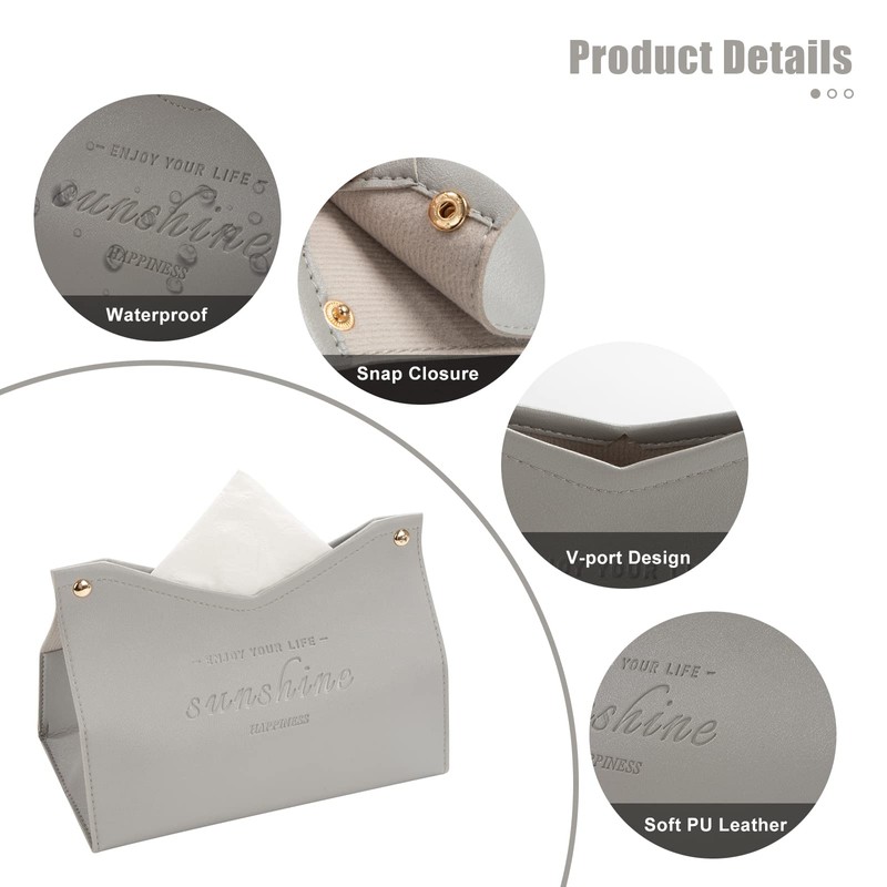 Leather Tissue Box Rectangular Cosmetic Tissues Box V-Port Shaped Napkin