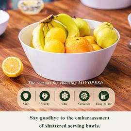 MIYOPESI 11.5-Inch Melamine Mixing Bowls (Set of 2) - Unbreakable and Reusable Large Serving Bowls, Stackable and Dishwasher-Safe - Versatile for All Meals