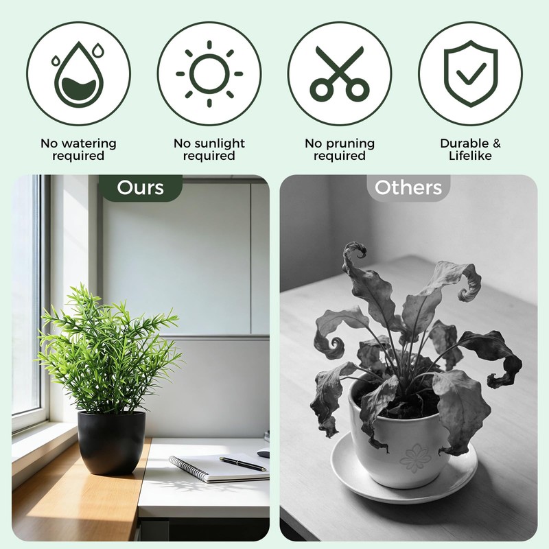 Clearain Fake Plants 6 Packs Artificial Plants Small Faux Plants