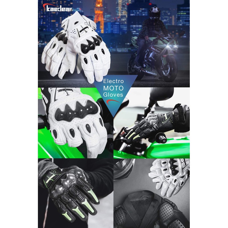 Kaedear KDR-GL1-W-M Men’s Motorcycle Gloves, Smartphone and Touchscreen Compatible, Punched