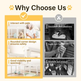 Acrylic Dog PlayPen, Clear Dog Play Pen for Puppy Cat Rabbit, Easy Assemble Pen, Preferable Small Cage, 23.6" H, 10Pcs