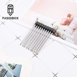 PASISIBICK 2.75'' Black Ink Crystal Pen Refills, Standard D1 Ballpoint Pen Refill (Remove Black Hat), Metal Refills(Pack of 20)