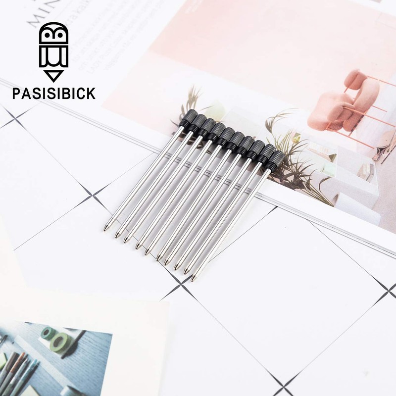 PASISIBICK 2.75'' Black Ink Crystal Pen Refills, Standard D1 Ballpoint