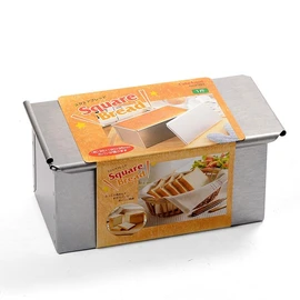 Tiger Crown 2383 Bread Pan, Silver, 3.7 x 7.5 x 3.7 inches (95 x 190 x 95 mm), Square Bread Shape, 1 Loin, Steel, Aluminum Plated, Sliding Lid