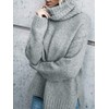 FISACE Womens Oversized Turtleneck Pullover Sweater Cable Knit Long Sleeve