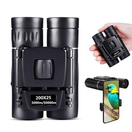 200x25 High Power Compact Binoculars with Clear Low Light Vision, Large Eyepiece Waterproof Binocular for Adults Kids, High Power Easy Focus Binoculars for Bird Watching, Outdoor, Hunting, Travel