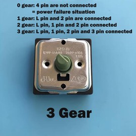 GZS-15 Rotary Switch 4 Position 3 Speed Rotary Electric Heater Switch Fan Speed Selector Switch for Midea Electric Heater Radiator Replacement Part Accessories 10AT125(3 Gear)