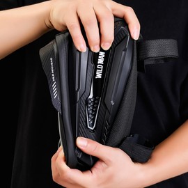 WILD MAN Hard Shell Bike Phone Frame Bag Waterproof Top Tube Bike Phone Bag with Sensitive Touch Screen for Road Mountain MTB Cycling(M30,Black Red)