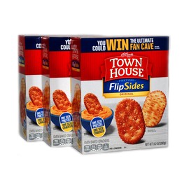 Pretzel Flipsides Original Townhouse Crackers - One Side Pretzel, One Side Cracker - 3 Packs of 9.2 Oz Boxes Bundled with a JFS Recipe Card
