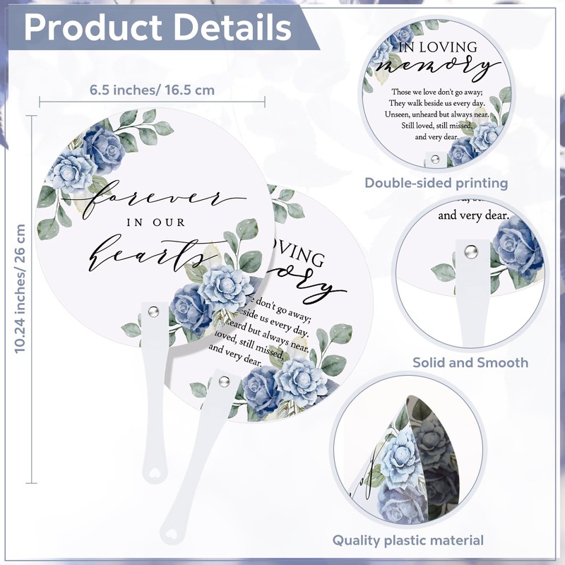 Teling 100 Pcs Funeral Favors Round Fans Bulk Plastic Handheld